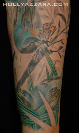 Holly Azzara - Brush Paint Birds 1/2 Sleeve Detail